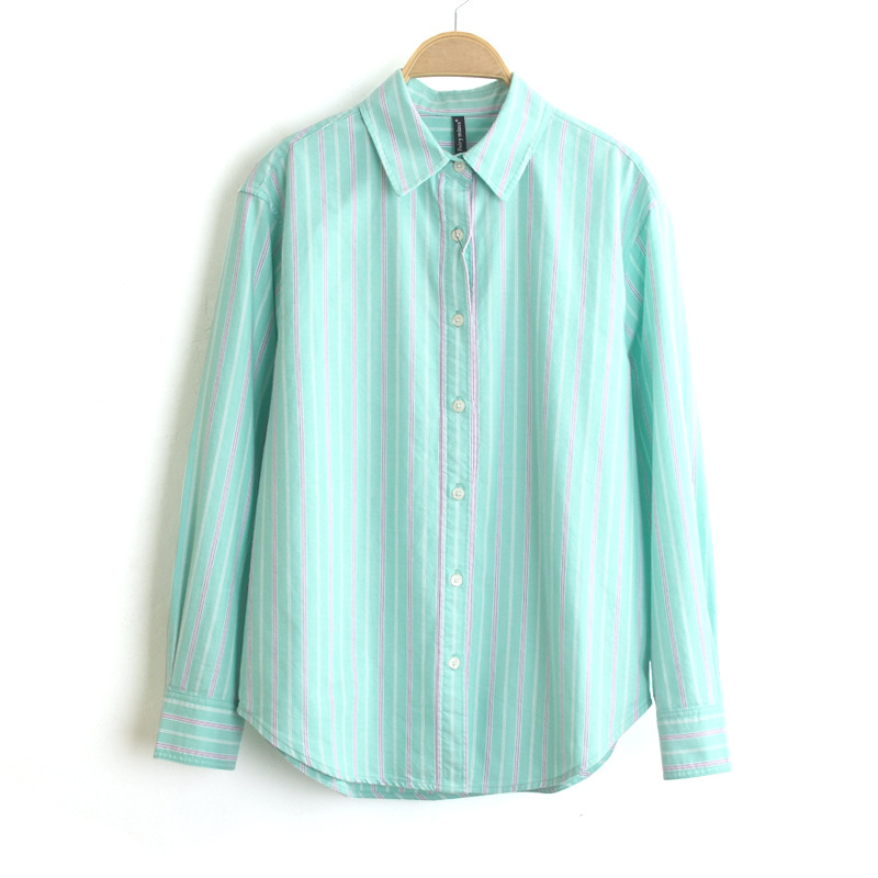 Košulja od pamuka s prugama bojenih niti, dugi rukav, slobodan kroj, Oxford tkanina