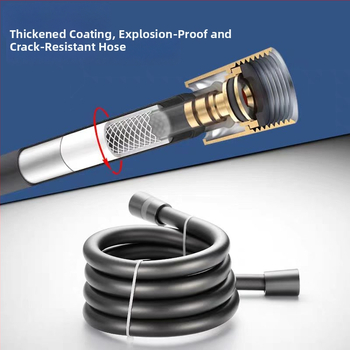 PVC σωλήνας ντους με ορειχάλκινο πυρήνα, παχύτερος σχεδιασμός, anti-twist, αντοχή σε πίεση, σύνδεση με σπείρωμα