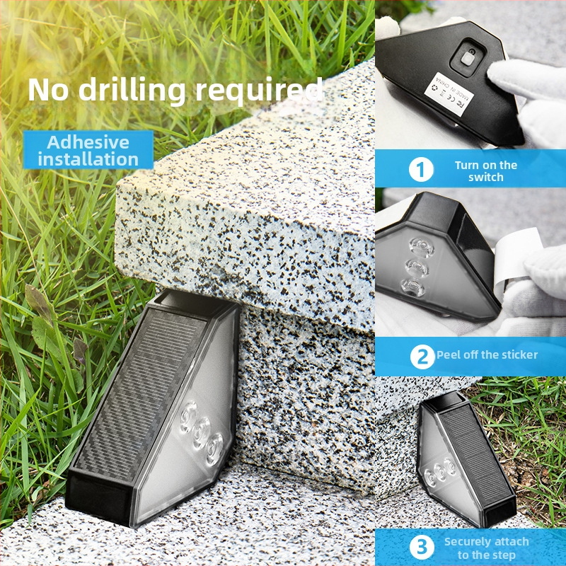 DS-W03 Solárne záhradné svetlo na vonkajšie schody – LED, IP65, 0.5W, 1.2V, 6–12 h osvetlenia