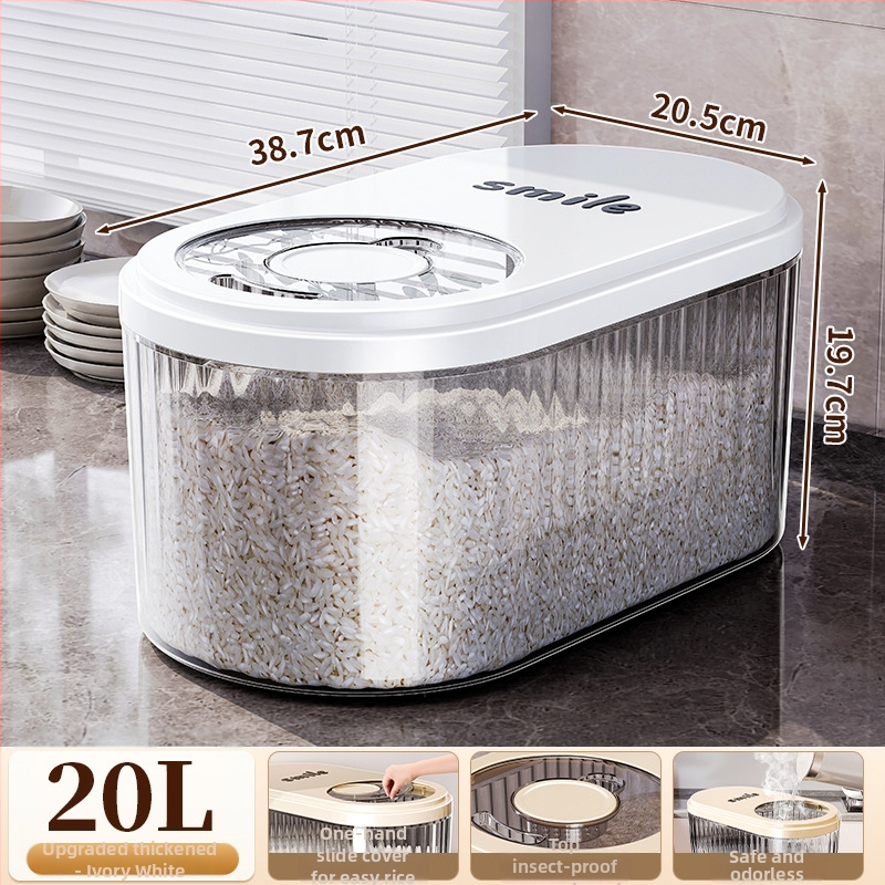 Kontajner na ryžu s posuvným vekom, 30 l, PP plast, potravinárskej kvality, tesný, proti vlhkosti aj proti škodcom