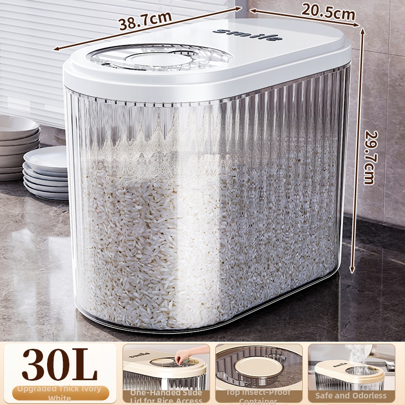 Kontajner na ryžu s posuvným vekom, 30 l, PP plast, potravinárskej kvality, tesný, proti vlhkosti aj proti škodcom