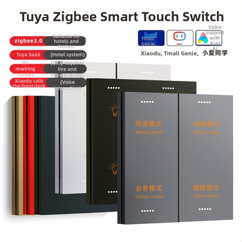 Zigbee inteligentný dotykový vypínač D8 – štvorkanálny, XiaoDu hlasový asistent, ovládanie cez aplikáciu, 220V AC