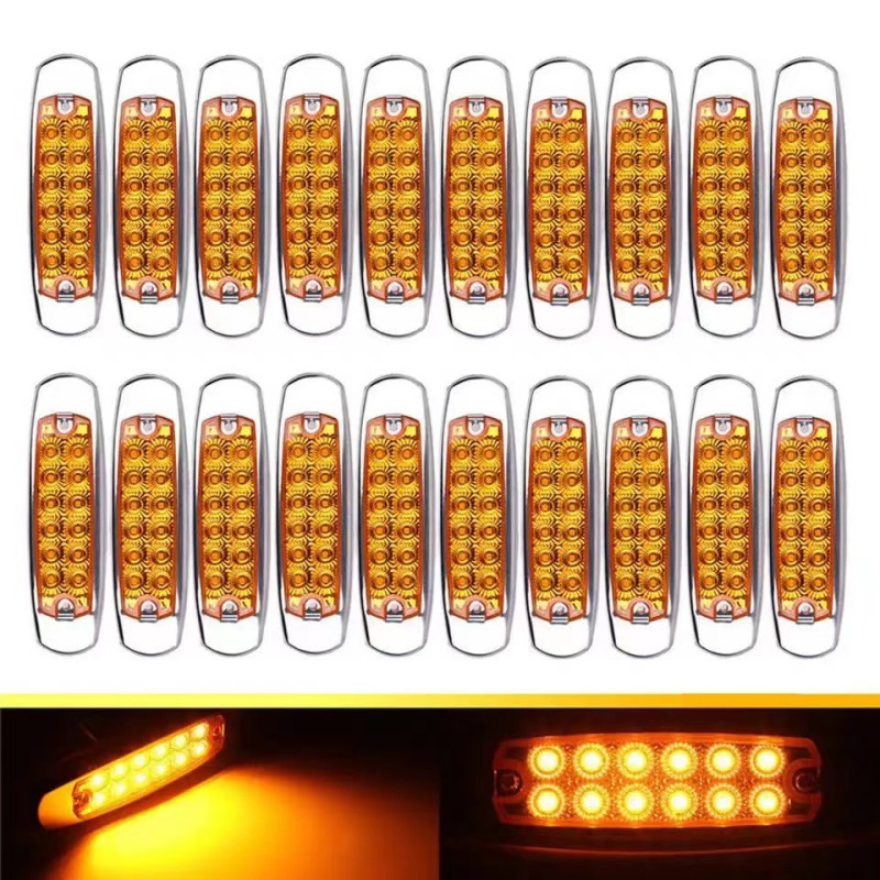 12-LED svjetlo za kamione: stražnja svjetla za kočenje, bočno svjetlo, pokazivač smjera i indikator širine — MB-12L, ABS, 12V, 2.4W, za kamione i teška vozila
