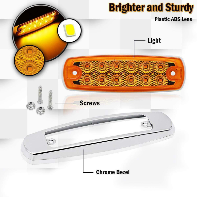 12-LED svjetlo za kamione: stražnja svjetla za kočenje, bočno svjetlo, pokazivač smjera i indikator širine — MB-12L, ABS, 12V, 2.4W, za kamione i teška vozila
