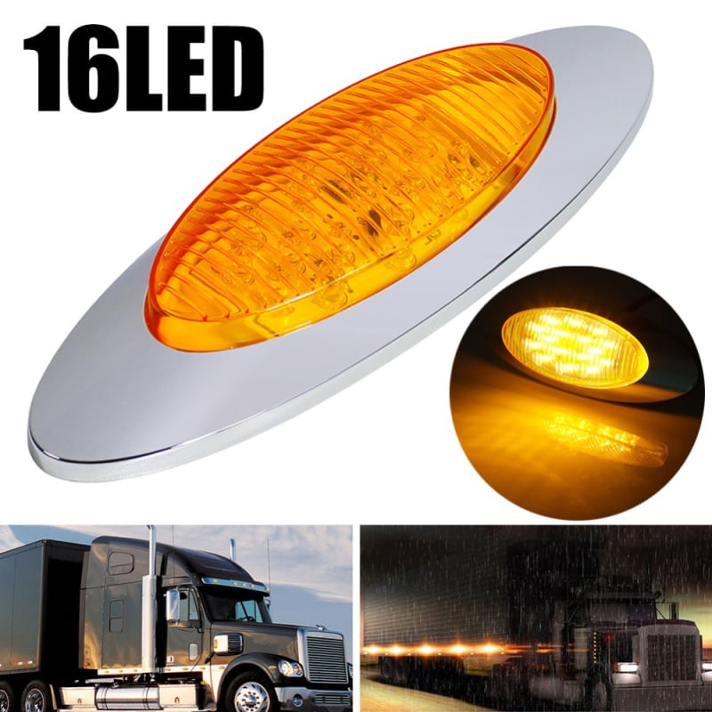 Mengqisen MK-103 16-LED Ovalno signalno svjetlo za kamione, LED, 12–24V, PC kućište
