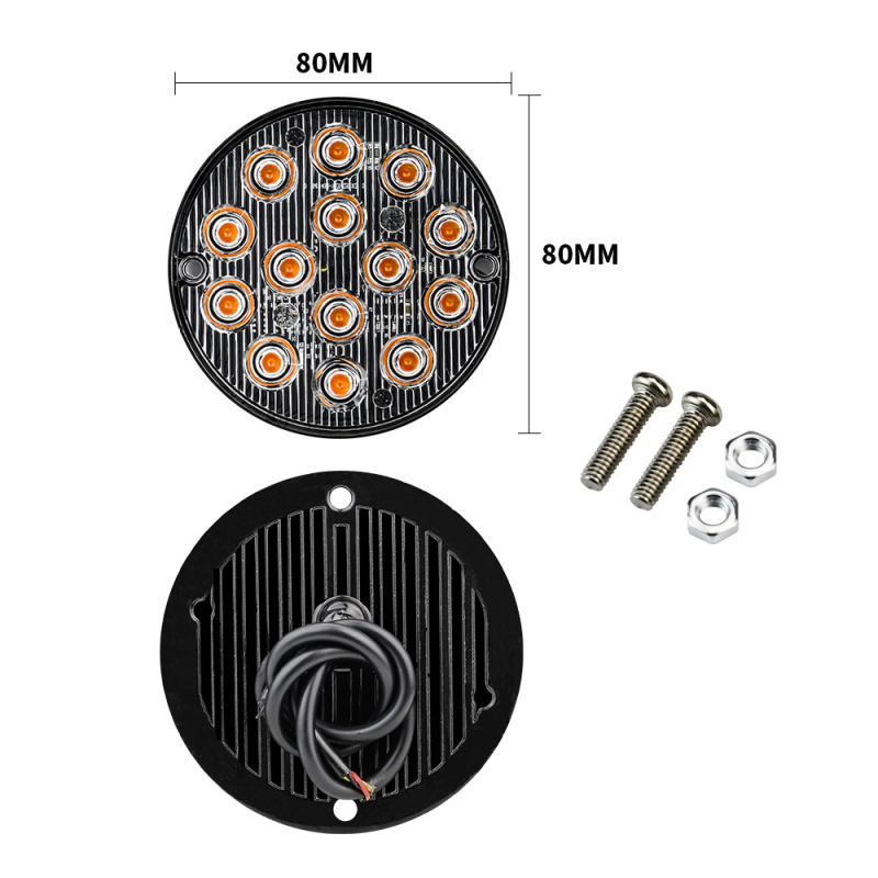 LED svjetlo za vozilo, kružno, 14 LED, model I-BS-Y-14LED, 12V, 42W, aluminijsko kućište, pogodno za auto, kamion i motocikl