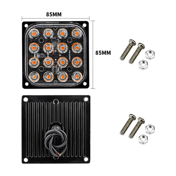 DXZ LED signalno svjetlo za auto, ultra tanko kvadratno, 16 LED, 12–24V, 6500K, 48W, aluminijsko kućište