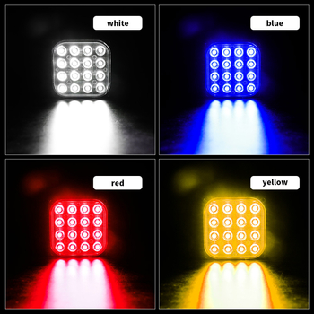 DXZ LED signalno svjetlo za auto, ultra tanko kvadratno, 16 LED, 12–24V, 6500K, 48W, aluminijsko kućište