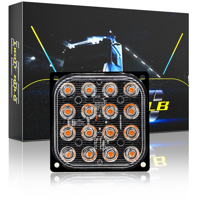 DXZ LED signalno svjetlo za auto, ultra tanko kvadratno, 16 LED, 12–24V, 6500K, 48W, aluminijsko kućište