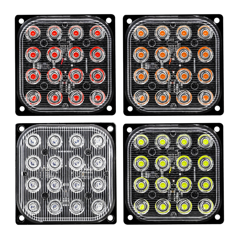 DXZ LED signalno svjetlo za auto, ultra tanko kvadratno, 16 LED, 12–24V, 6500K, 48W, aluminijsko kućište