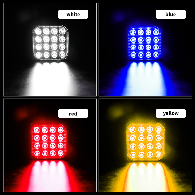 DXZ LED signalno svjetlo za auto, ultra tanko kvadratno, 16 LED, 12–24V, 6500K, 48W, aluminijsko kućište