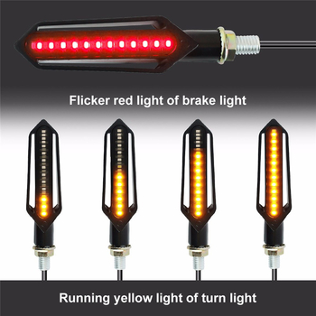 Motocikl 24LED dvobojno sekvencijalno pokazivač smjera i svjetlo za kočenje s DRL (12V, 1.5W, 3020 SMD, ABS/akril, Model ST-LSHYC24LED)