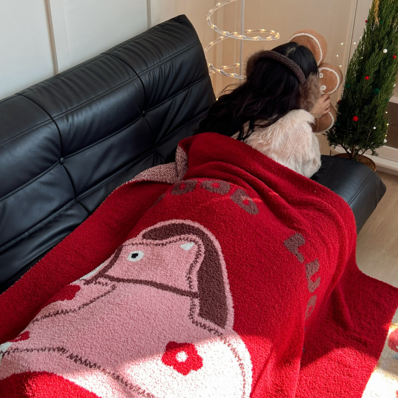 Deka od Coral fleece s motivom konja - polupluš, jesen-zima, novi kineski stil