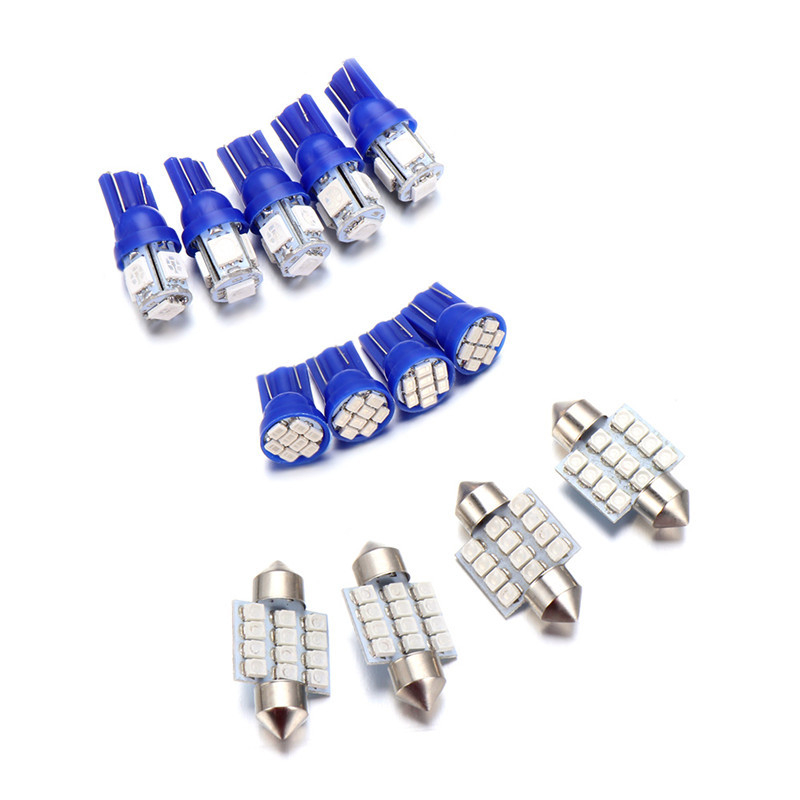 Auto LED set 13 komada – T10 dvostruki vrh unutarnje lampe za čitanje i svjetlo za registarsku pločicu, univerzalno 12V, 8000K