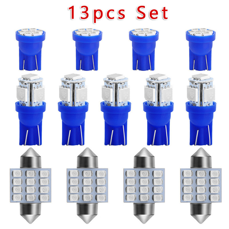 Auto LED set 13 komada – T10 dvostruki vrh unutarnje lampe za čitanje i svjetlo za registarsku pločicu, univerzalno 12V, 8000K