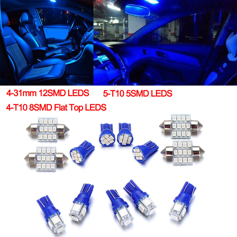 Auto LED set 13 komada – T10 dvostruki vrh unutarnje lampe za čitanje i svjetlo za registarsku pločicu, univerzalno 12V, 8000K