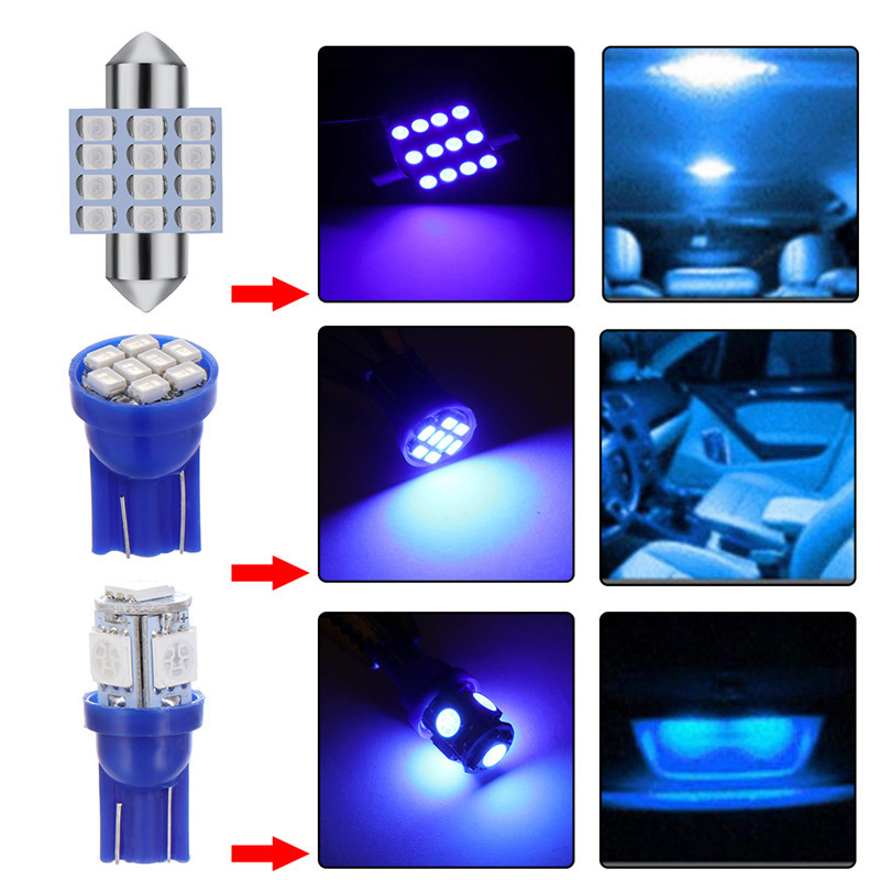 Auto LED set 13 komada – T10 dvostruki vrh unutarnje lampe za čitanje i svjetlo za registarsku pločicu, univerzalno 12V, 8000K