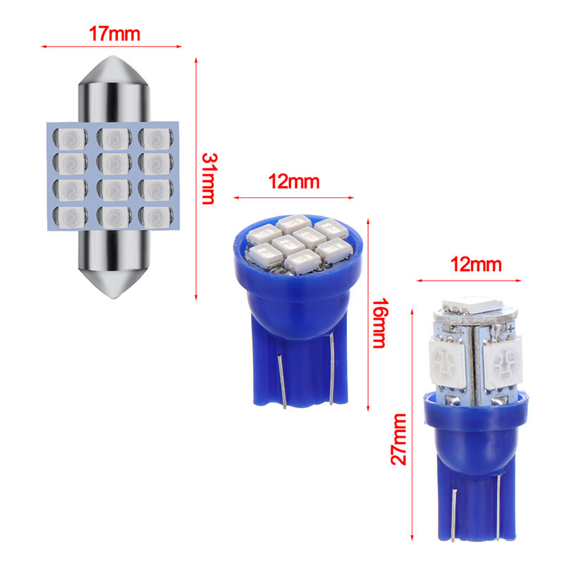 Auto LED set 13 komada – T10 dvostruki vrh unutarnje lampe za čitanje i svjetlo za registarsku pločicu, univerzalno 12V, 8000K