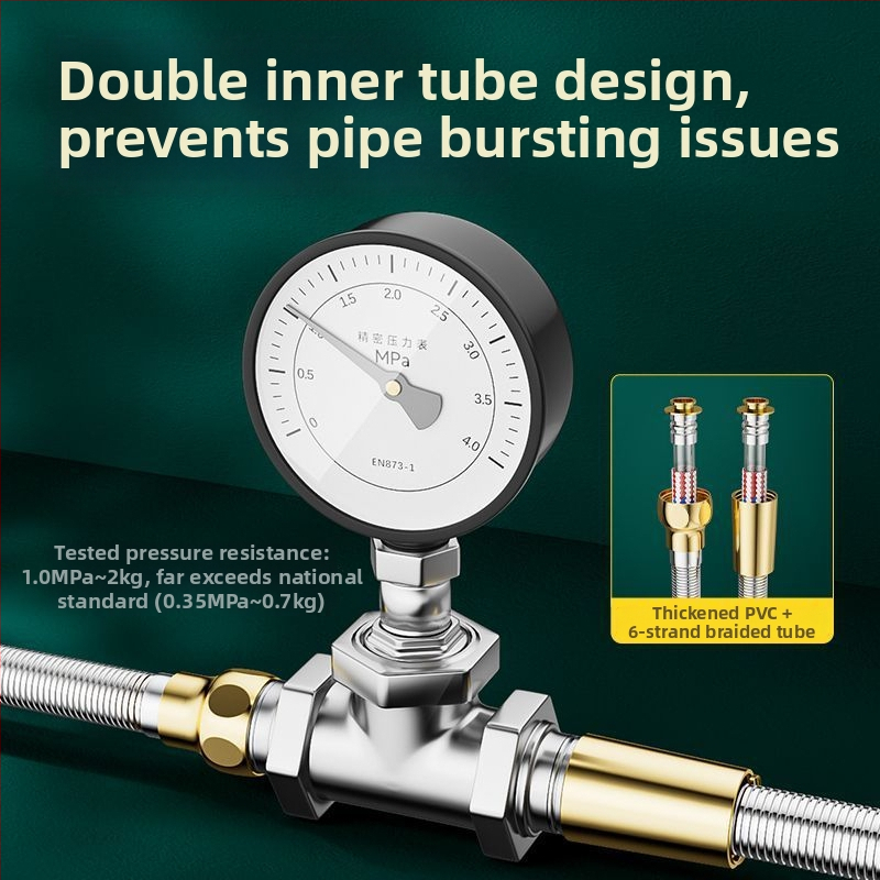 Σύνδεσμος σωλήνα ντους και κεφαλής από 304 ανοξείδωτο χάλυβα, μοντέλο 123, πίεση 1,6 MPa, θερμοκρασία λειτουργίας 0–100°C, εγκατάσταση με σύσφιξη, μοντέρνο μινιμαλιστικό στυλ