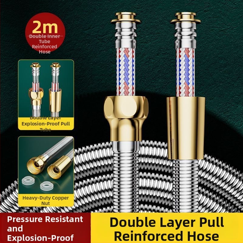 Σύνδεσμος σωλήνα ντους και κεφαλής από 304 ανοξείδωτο χάλυβα, μοντέλο 123, πίεση 1,6 MPa, θερμοκρασία λειτουργίας 0–100°C, εγκατάσταση με σύσφιξη, μοντέρνο μινιμαλιστικό στυλ