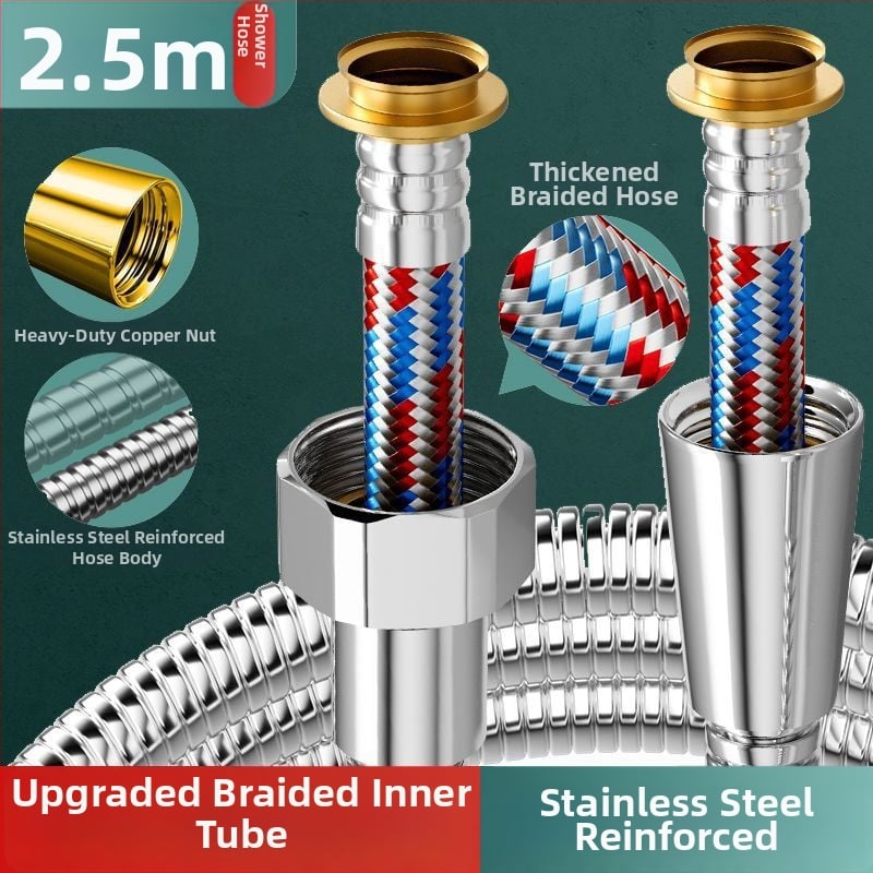 Σύνδεσμος σωλήνα ντους και κεφαλής από 304 ανοξείδωτο χάλυβα, μοντέλο 123, πίεση 1,6 MPa, θερμοκρασία λειτουργίας 0–100°C, εγκατάσταση με σύσφιξη, μοντέρνο μινιμαλιστικό στυλ