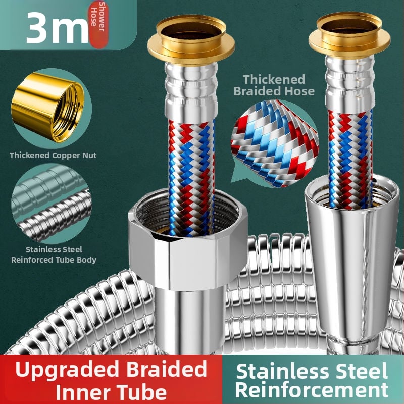 Σύνδεσμος σωλήνα ντους και κεφαλής από 304 ανοξείδωτο χάλυβα, μοντέλο 123, πίεση 1,6 MPa, θερμοκρασία λειτουργίας 0–100°C, εγκατάσταση με σύσφιξη, μοντέρνο μινιμαλιστικό στυλ