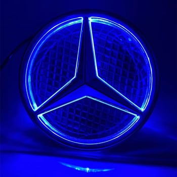 Mercedes‑Benz LED емблема за решетка, осветена, 12V, 4W, ABS покритие, 6000K, съвместима със серии A/B/C/E/S/GLK/ML/CLA/GLA/CLS