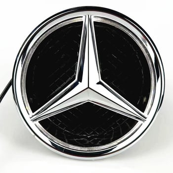 Mercedes‑Benz LED емблема за решетка, осветена, 12V, 4W, ABS покритие, 6000K, съвместима със серии A/B/C/E/S/GLK/ML/CLA/GLA/CLS