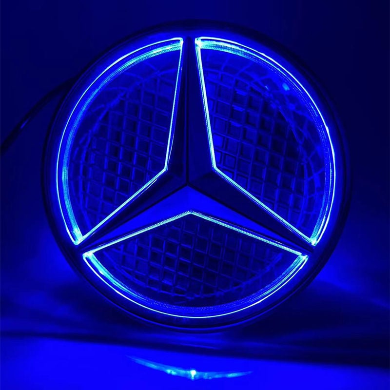 Mercedes‑Benz LED емблема за решетка, осветена, 12V, 4W, ABS покритие, 6000K, съвместима със серии A/B/C/E/S/GLK/ML/CLA/GLA/CLS