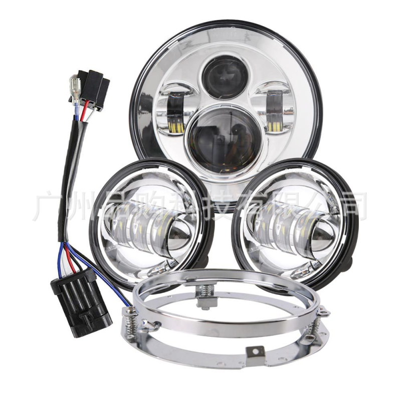 Set LED farova za Harley‑Davidson Road King: 7-inčni LED glavni far i 4,5-inčni magleni far s nosačima