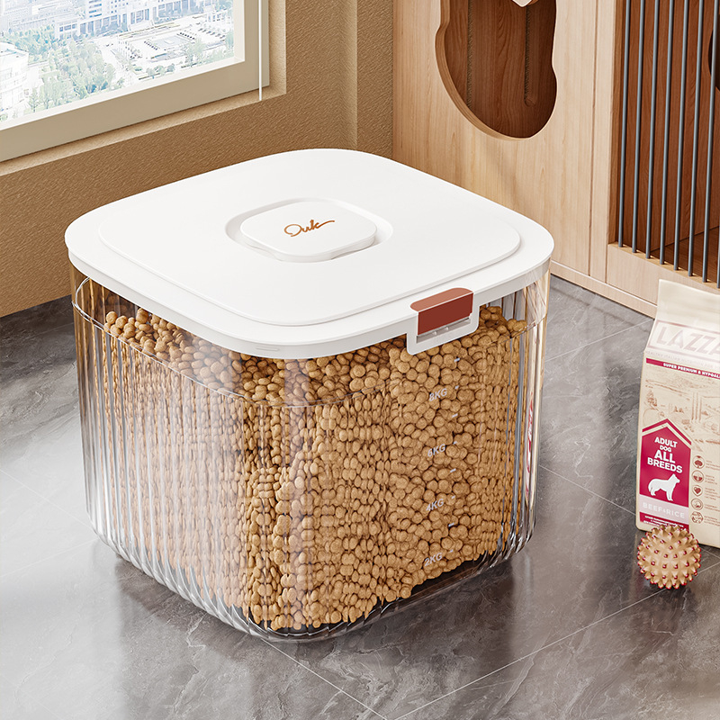 Háziállat-táp és rizs tároló kanna, 6L, zárható, nedvességálló, PET anyagból
