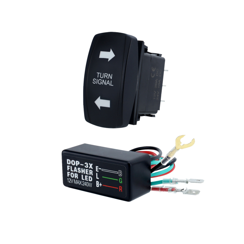 3‑žični LED flasher relej za LED pokazivače, s rocker prekidačem, modeli CP-5100/CP-5101, 24V, ABS+metal