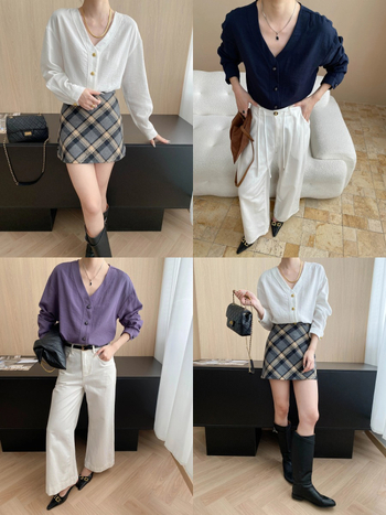 Košula od pamuka i regenerirane celuloze, V izrez, dugi rukavi, kardigan stil/poslovni stil, jednobojna, srednja duljina 65–80 cm, 30–50% pamuka, 30–50% regenerirane celuloze