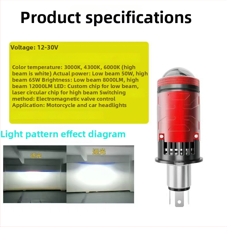 H4 LED far automobila visoke snage s izravnim priključivanjem, 50W, 12V, 8000lm, IP68