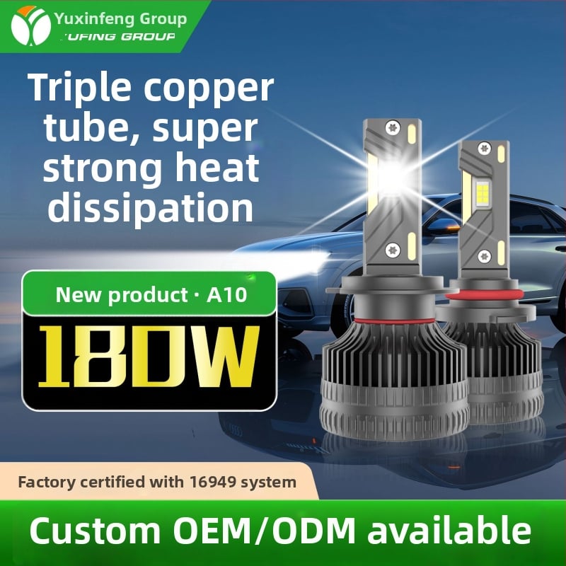 Auto LED prednja svjetla A10 – 90W po svjetlu, 12–24V, IP68, 9000LM, Tri bakrene cijevi