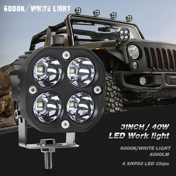 40W vodootporna LED radna svjetiljka, 4000lm, aluminijsko kućište, 12-80V, IP68, za kamione i automobile