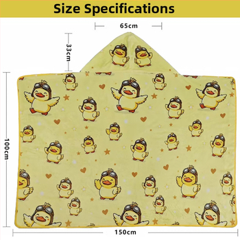 Flaneles pléd kapucnival — egész évben használható, rajzfilm-stílus, anyag: flanel, testreszabás elérhető