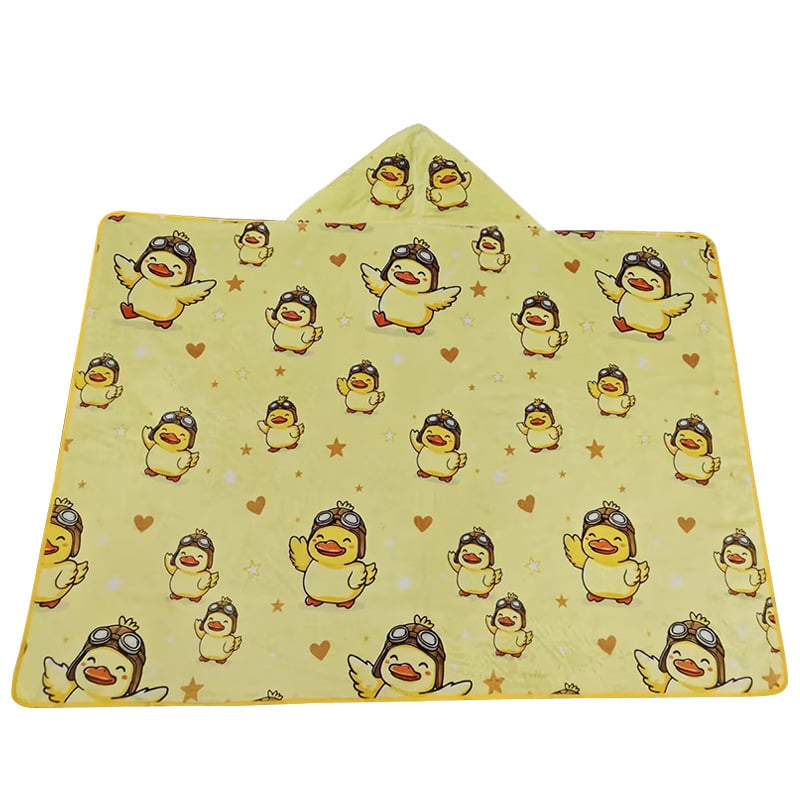 Flaneles pléd kapucnival — egész évben használható, rajzfilm-stílus, anyag: flanel, testreszabás elérhető