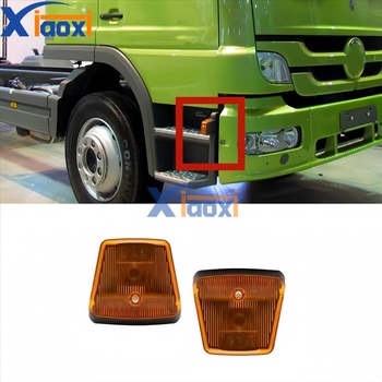 Mercedes-Benz Atego camion faruri de colț, lateral și semnalizare (lumină placă în formă de frunză) — 12V halogen, carcasă din PC, viață 5000 h, piesa 9738200321