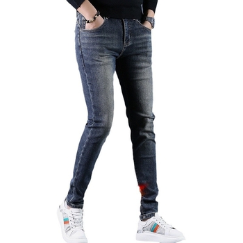 Muške traperice s fleec podstavom, slim-fit kroj, uski kroj, srednji pojas, mikroelastičnost