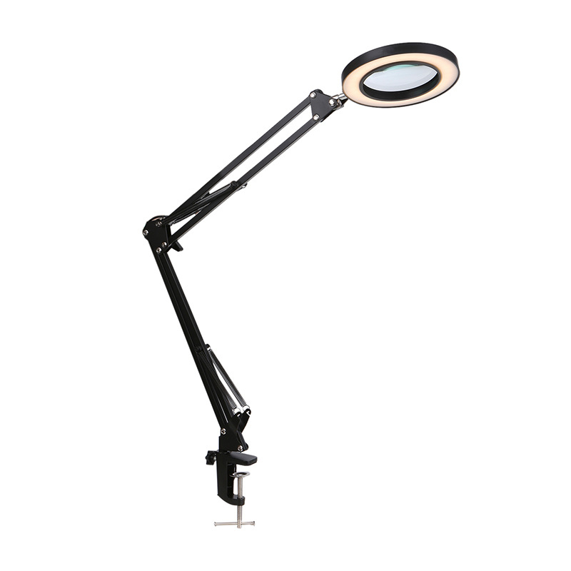 Sklopiva stolna lampa s povećalom i LED zaštitom očiju, USB napajanje, 12W, CRI ≥ 90, aluminijsko sjenilo