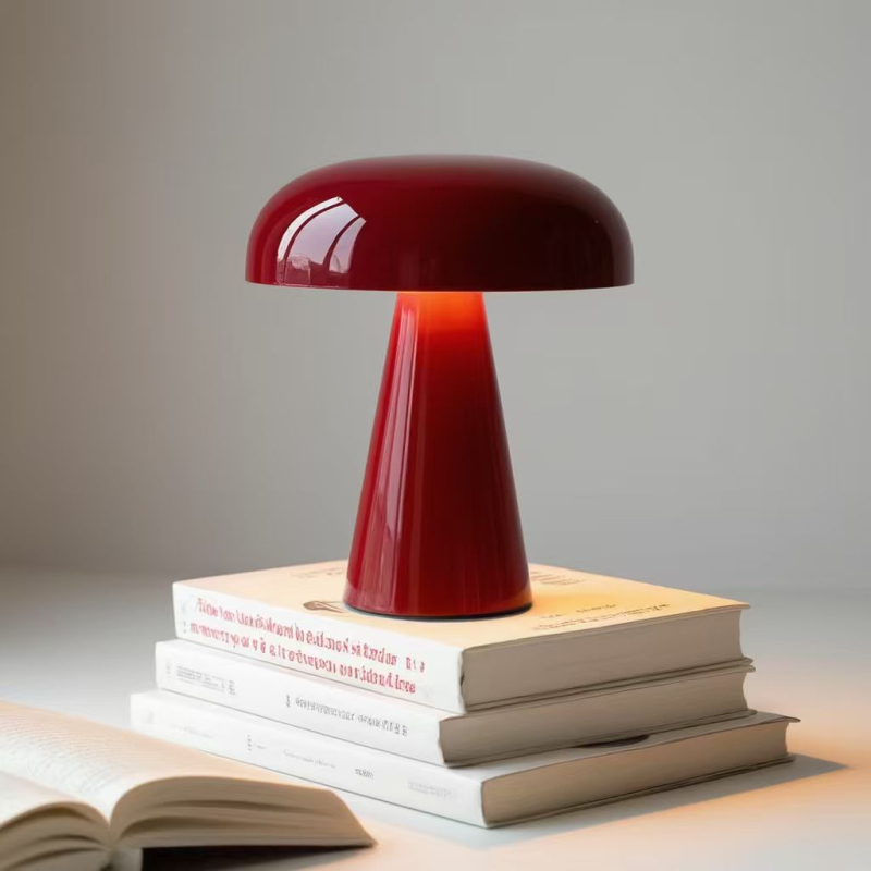 SC53 gljiva stolna lampa, danski dizajn, crvena za spavaću sobu, umjetni ambijentalni svjetiljka, gumbasti prekidač, metalno sjenilo, USB napajanje, 220V, CRI ≥90