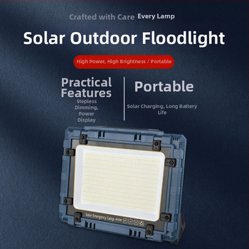 Solárny projektor s nastaviteľným lúčom, 800 LED, 4000 lm, vstup 12 V, IP44, prenosné nabíjateľné pracovné svetlo