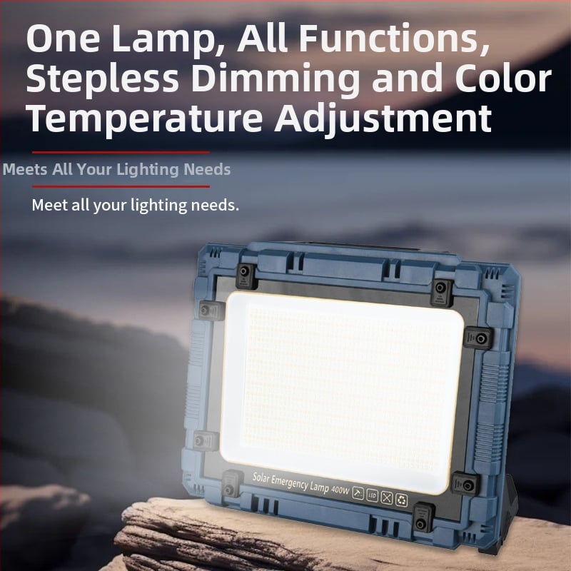 Solárny projektor s nastaviteľným lúčom, 800 LED, 4000 lm, vstup 12 V, IP44, prenosné nabíjateľné pracovné svetlo