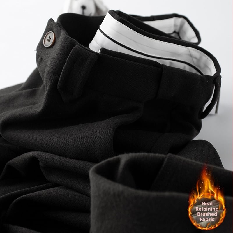 Muške vunene hlače s fleec podstavom za toplinu, zimski debeli stil, ravni kroj, mikroelastičnost, poliester 71–80%