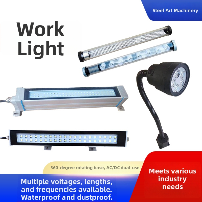 LED pracovná lampa na stroj - odolná voči oleju a vode, duálne napätie 24V/220V