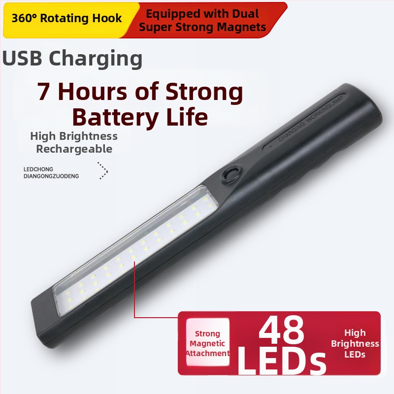 Magnetická LED pracovná lampa na opravy áut, 360° lúč, 5V, 10W, telo z hliníkovej zliatiny
