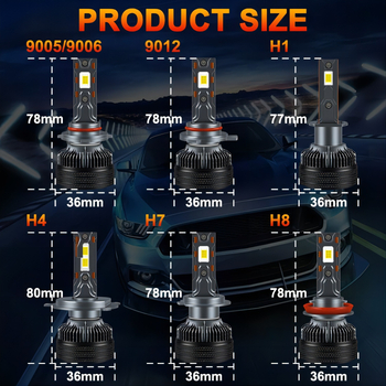 Automobilska LED žarulja za prednje svjetlo, 65W po žarulji, 12V, CSP 3570 55mil LED čipovi, IP68 vodootporan, vijek trajanja 50 000 h