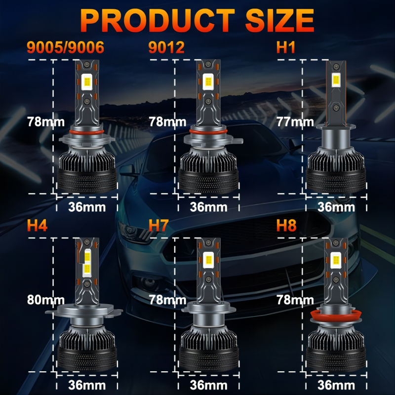 Automobilska LED žarulja za prednje svjetlo, 65W po žarulji, 12V, CSP 3570 55mil LED čipovi, IP68 vodootporan, vijek trajanja 50 000 h