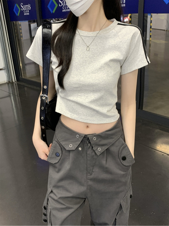 Slim-fit Milk Silk Póló, Kereknyakú, Rövid Ujjú, Egyszínű